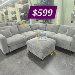 BRAND NEW 4PCS SECTIONAL SOFA SET WITH OTTOMAN AND ACCENT PILLOW INCLUDED $599