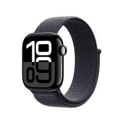 Apple Watch Series 10 [GPS 42mm Case] Smartwatch With Jet Black Aluminium Case With Ink Sport Loop. 
