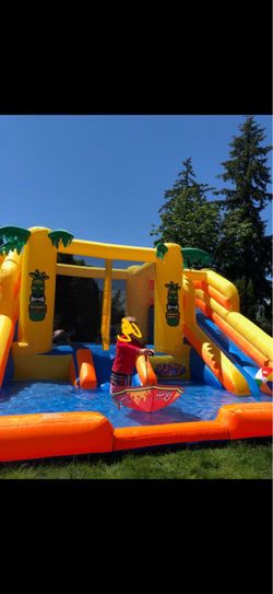 Large dual slide dry or wet slide bounce house