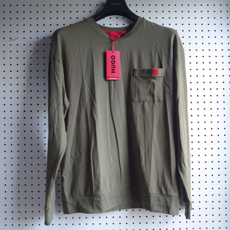 HUGO Solid Cotton Blend Labelled Sweatshirt