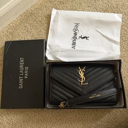 Women’s Ysl Bag Cassandre Envelope Chain Wallet in Grain De Poudre Leather