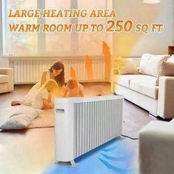 New Efficient 1500W Baseboard Electric Heater, Silent Convection Heating, Remote Lock, LED Display,