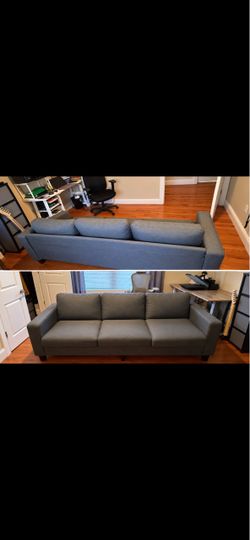 Modern Gray 3-Seater Sofa – Like New, Fully Assembled – Delivery Available!