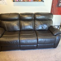 Dark Brown, Leather Reclining Couch