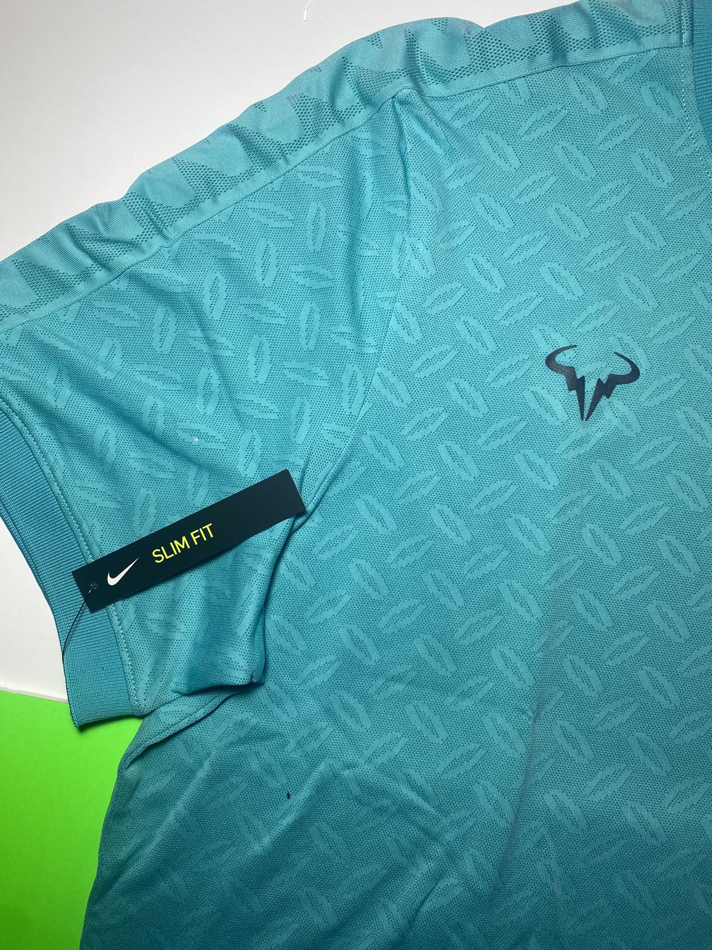 Men's Nike NikeCourt AeroReact Rafa Tennis Shirt Hyper Jade AT4182-317 Size L