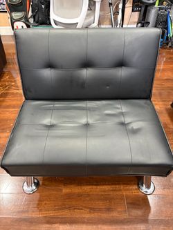 Black Faux Leather Convertible Split Back Futon – Modern Style