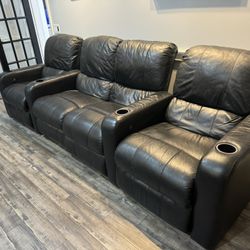Black Leather Theatre Recliners 