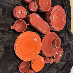 HLC Homer Laughlin Fiestaware LOT in cinnabar and poppy colors 53 pieces