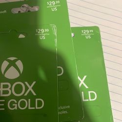 Xbox  Live Gold Cards( 3 Available 