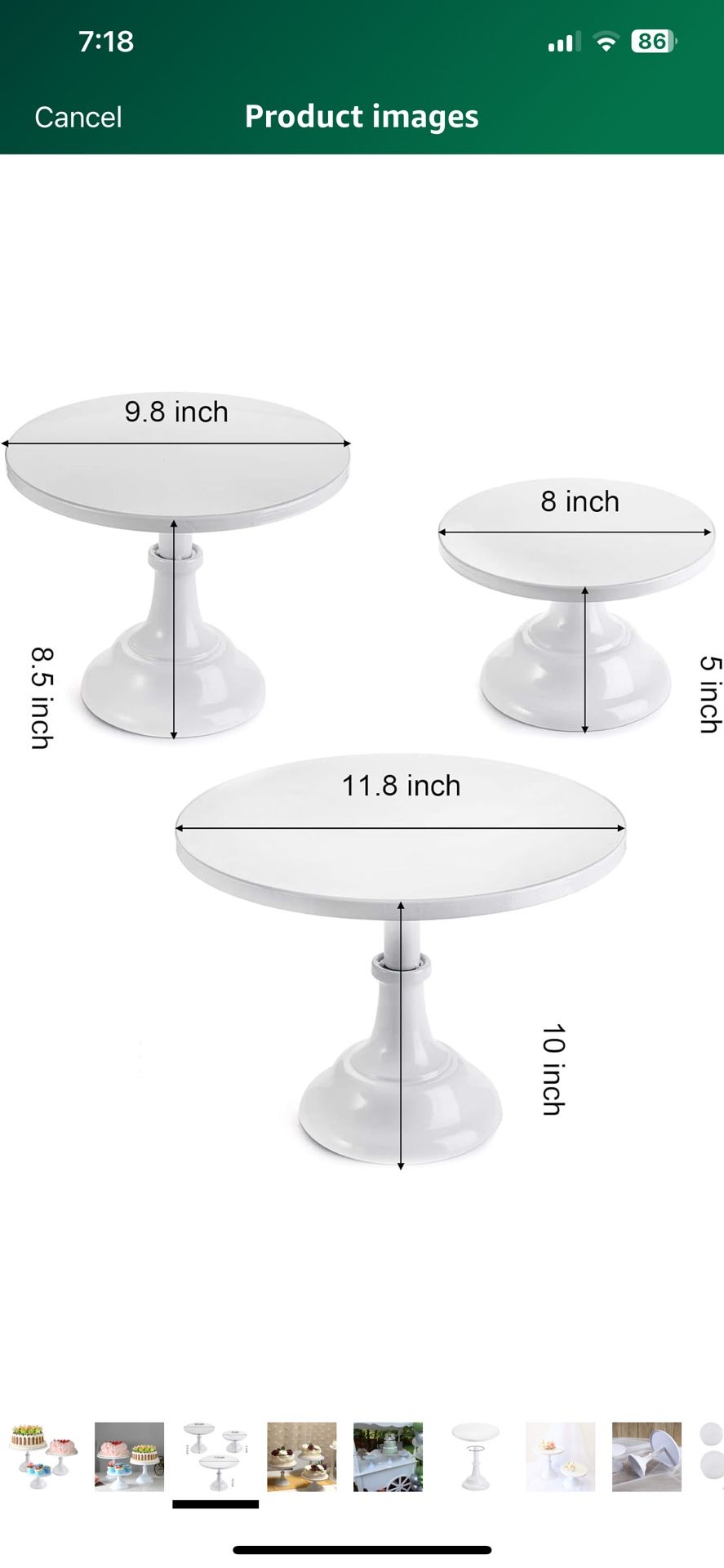 yarlung 3 Pack Metal Cake Stands, 8/10/12 Inch Pillar Style Cupcake Display Stand Dessert Trays for Wedding, Party, Birthday, Gatherings, White
