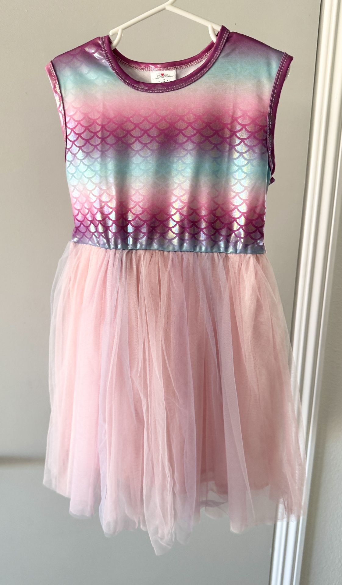 Girl’s Mermaid Tulle Dress Pink Size 5-6Y