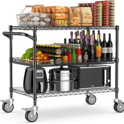 Heavy-Duty 3-Tier Utility Cart – NSF-Certified, 1120lbs Capacity, Wheels + Shelf Liners – Great Condition