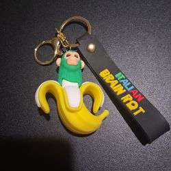 New Funny Italian Brainrot Meme Shark Figurines, Chimpanzini Bananini Keychain