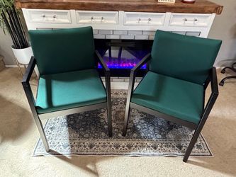 Set of 2 Green Waiting Room Chairs 21” wide 18” deep seats
