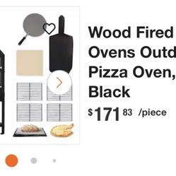 Wood Fired Patio Ovens Outdoor Pizza Oven, 12 in. Black