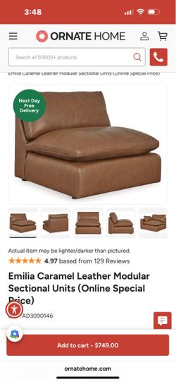 Leather armless sofa