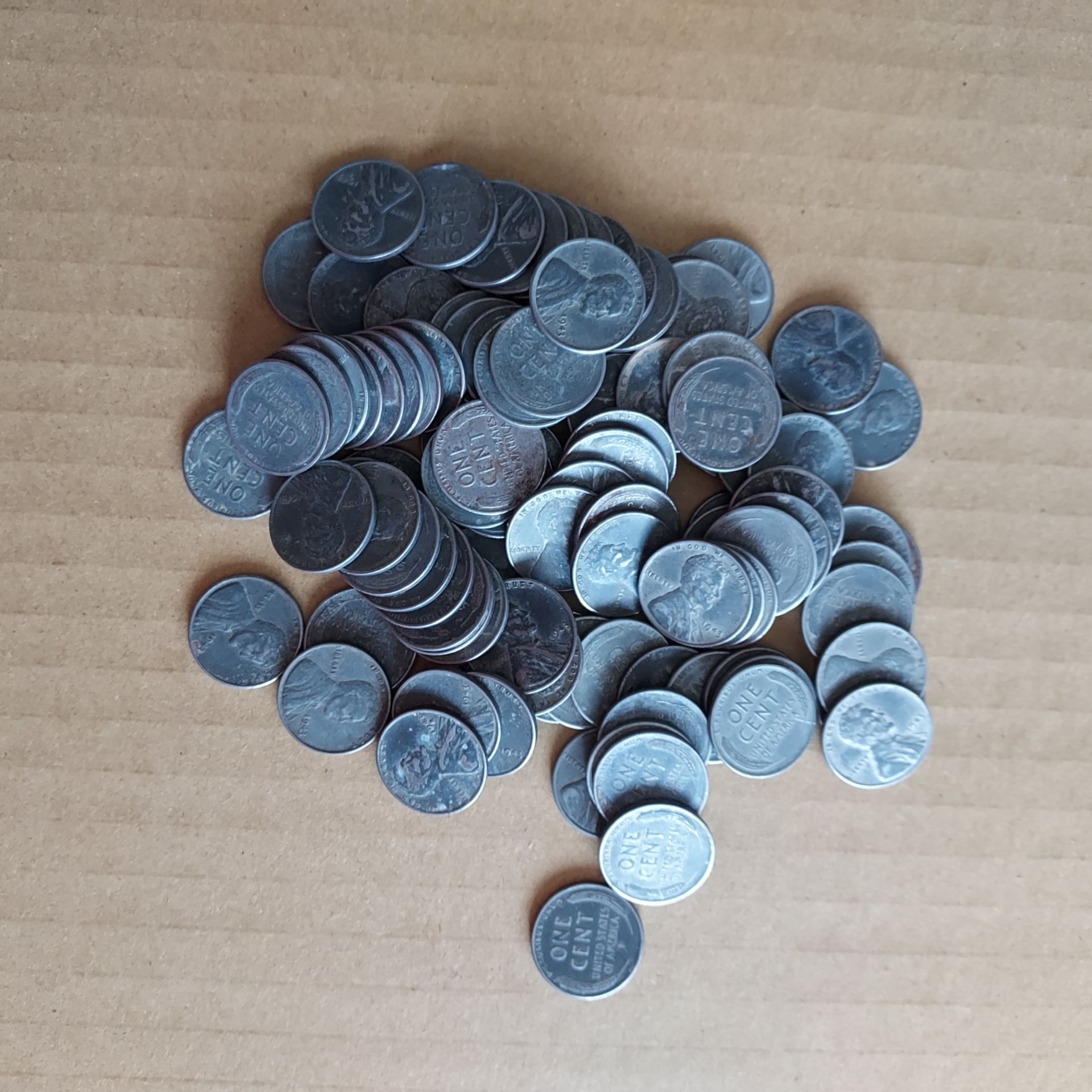 1943 Steel Wheat Pennies - Lot of 100
