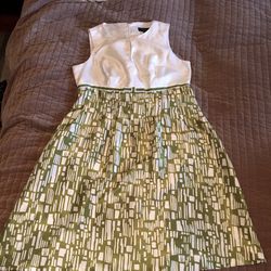 Like New- PERCEPTIONS Light Green And White A-Line Dress - MAKE OFFER