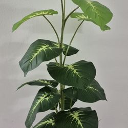 *** REDUCED *** 36" Faux Calathea Plant Topped with Dragon Blood Stone / Lavender in a Resin Planter @ Lasting Creations