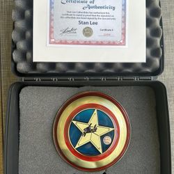 8” Metal Captain America Shield Signed/Autographed By Stan Lee with COA