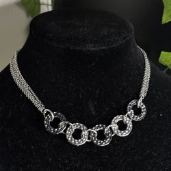 Lia Sophia Silver tone with hammered circles necklace