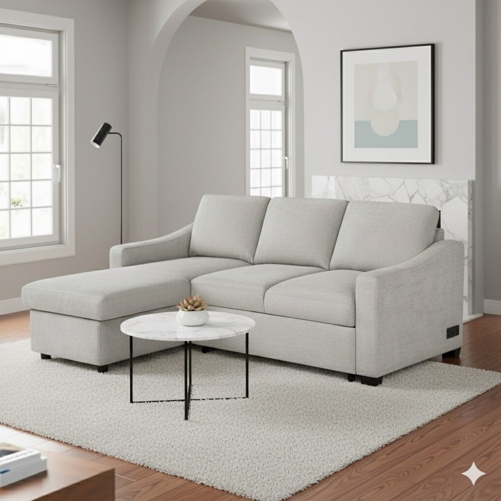 🏷OUTLET | COSTCO Coddle Aria Fabric Sleeper Sectional Sofa, Beige💥