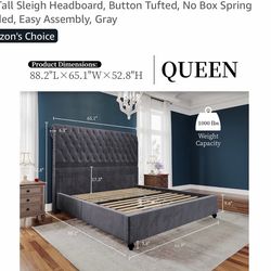 Gray King bed frame