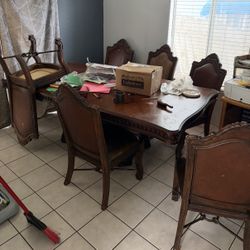 Solid Wood Dining Table Set w/ 6 Chairs – Classic Style 