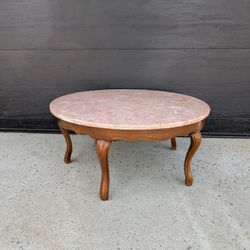 Vintage Pink Marble Top Coffee Table 16x36
