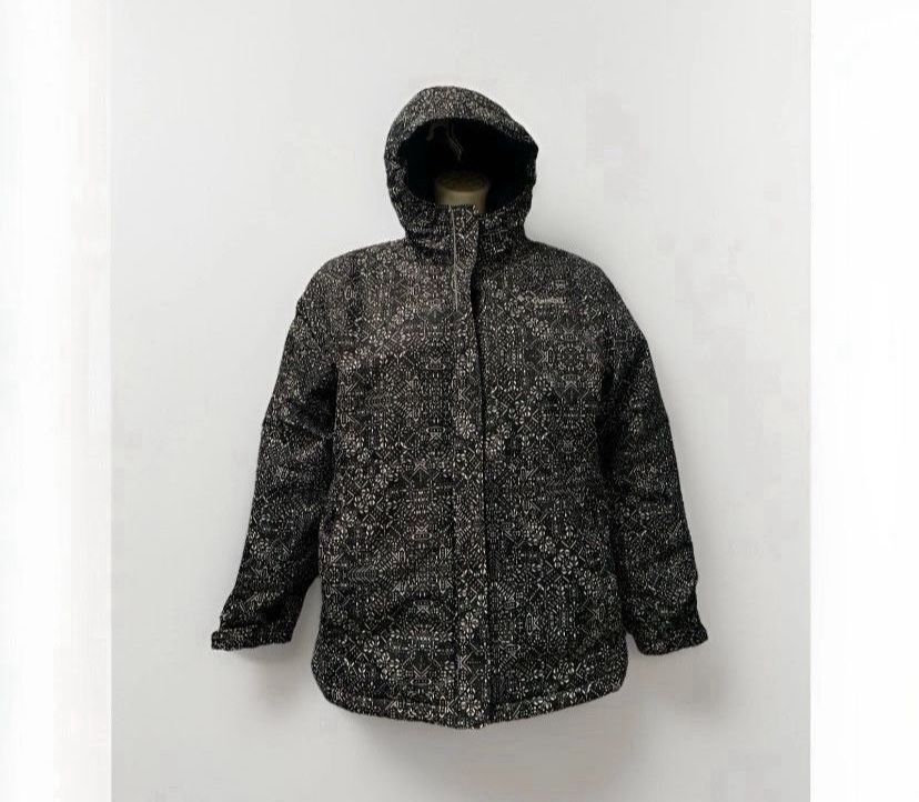 Girls Youth Large Columbia Jacket Omni Heat Waterproof Hooded jacket Black White Pattern  14/16
