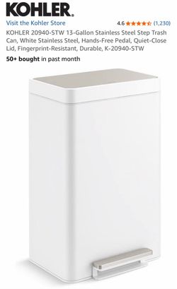 KOHLER 20940-STW 13-Gallon Stainless Steel Step Trash Can