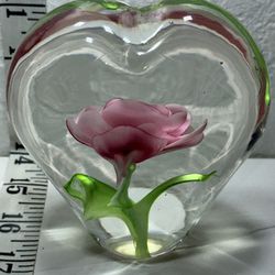 Large glass, vintage, paperweight flower