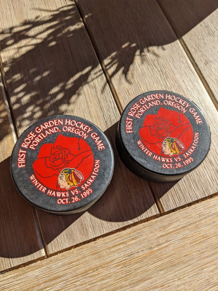 Vintage Portland Winterhawks 1st Game Pucks