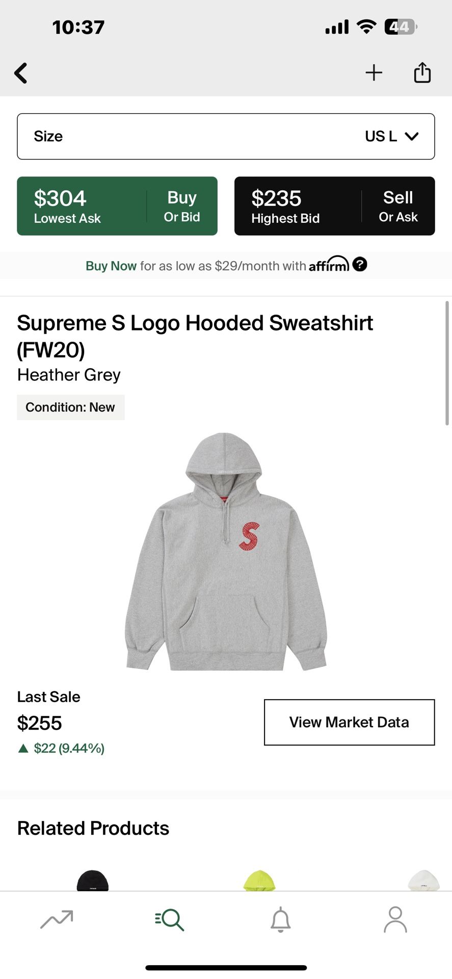Supreme FW20 S Logo Hoodie