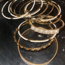 Gold tone and pear bracelets/bangles