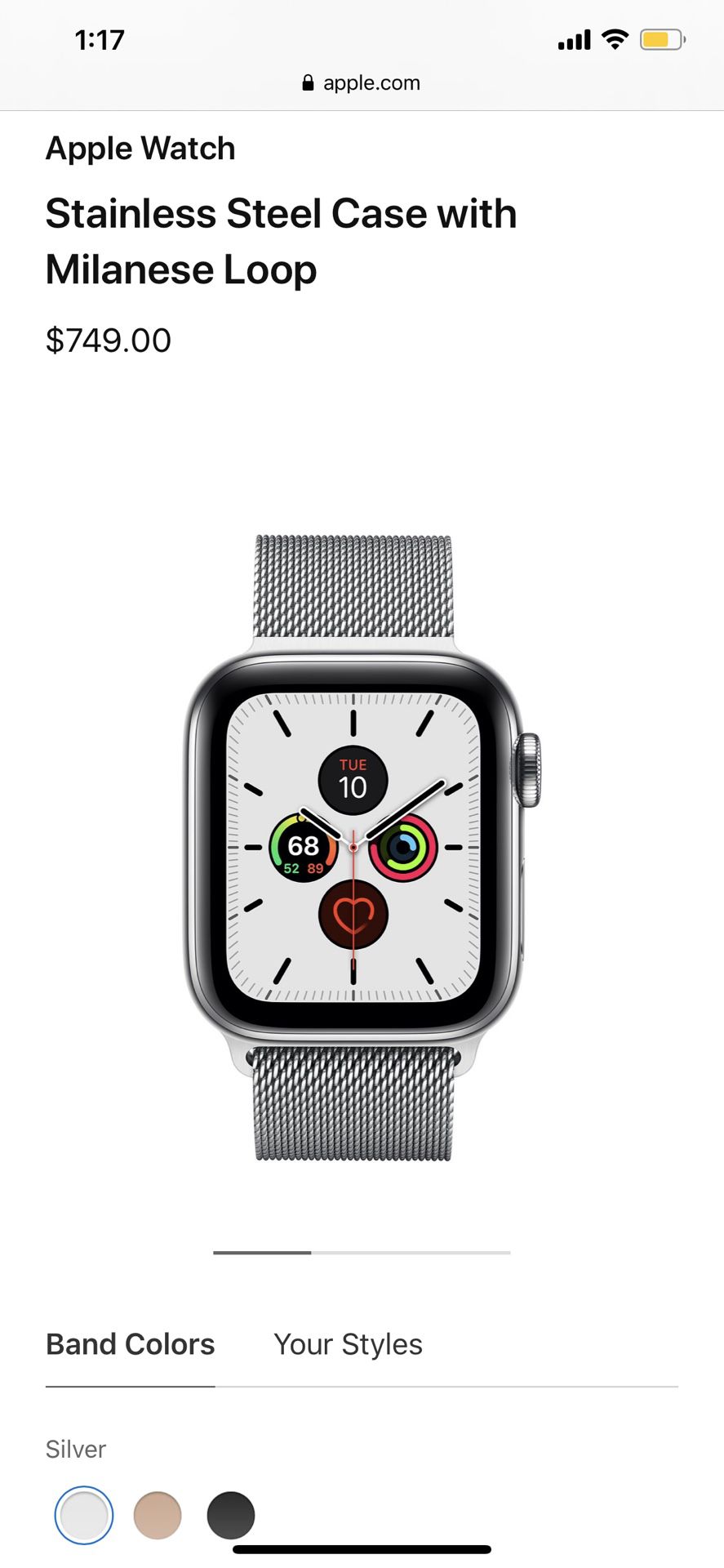 Series 5 44m stainless steel Apple Watch
