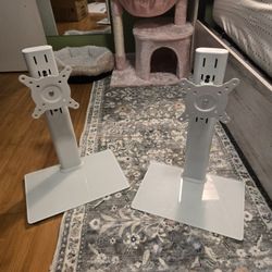 White Monitor Mount/Stands Glass Bottom