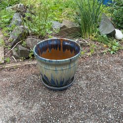 Blue Frost Resistant Outdoor Planter Flower Pot With Drain Hole
