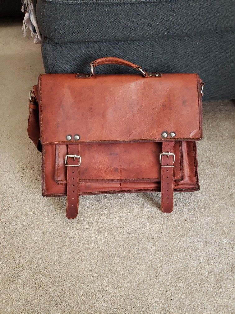 Brand New Custom Handmade Leather Messenger Bag Briefcase