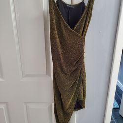 Sexy Gold And Black Tight Wrap Dress
