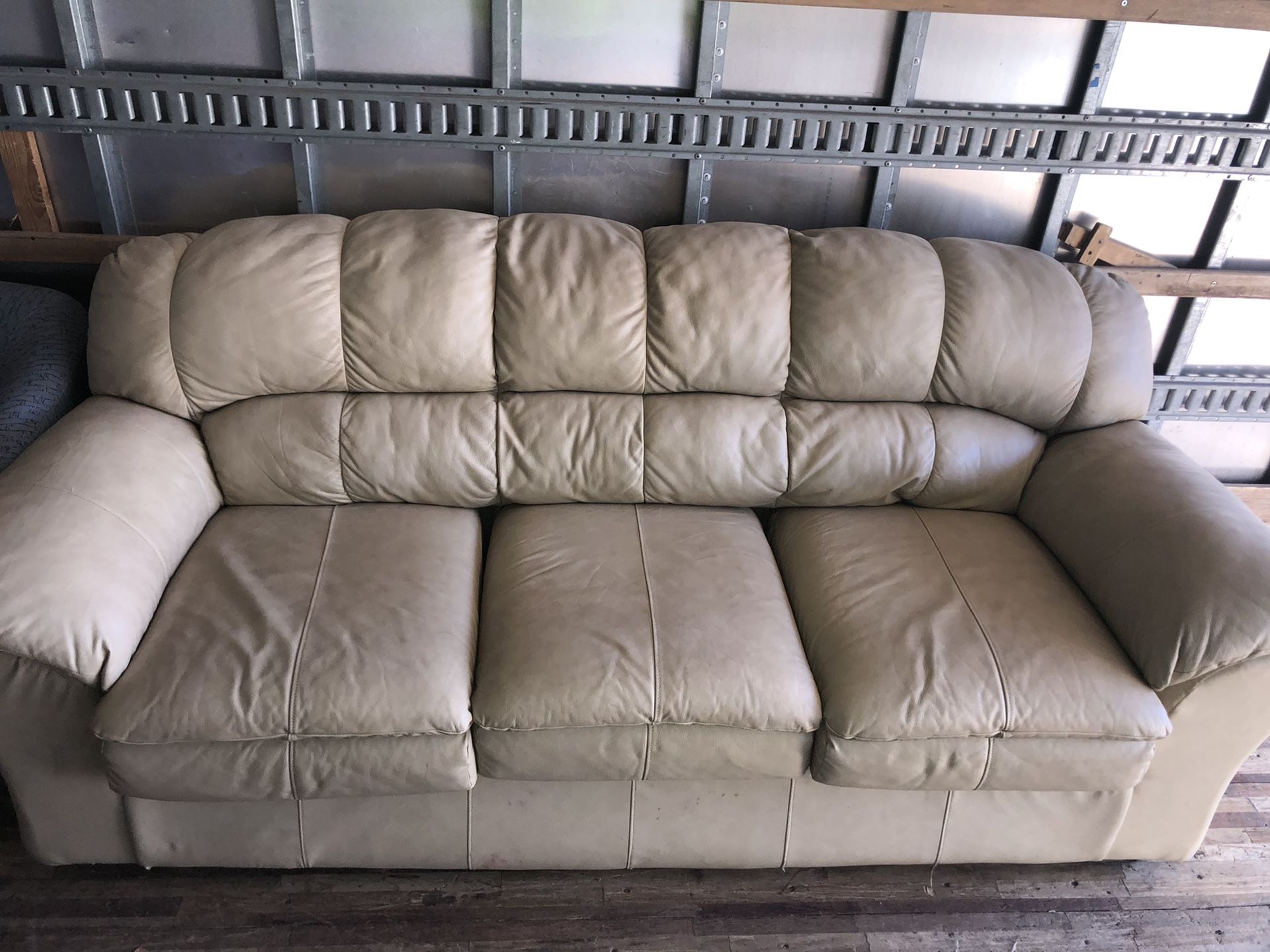 Cream Leather Couch