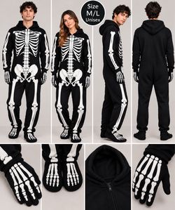 Skeleton Print Unisex Onesie Size M/L