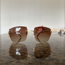 Cartier Signature C 24K Gold Plated Rimless Sunglasses