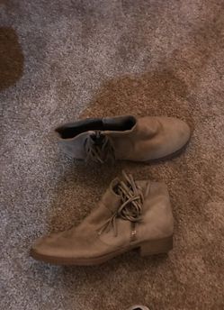 Tan fringe booties size 7