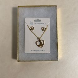 Butterfly and Heart Necklace/Earring Set