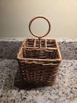 Silverware holder...wicker 6x6x6