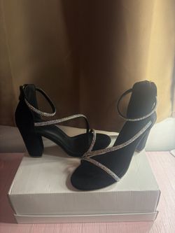 Sparkly Suede Black Heels 