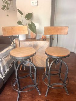 Industrial Bar Stools with Back Set of 2
