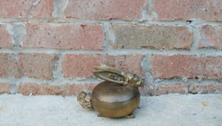 Vintage Brass Bunny Trinket Box 