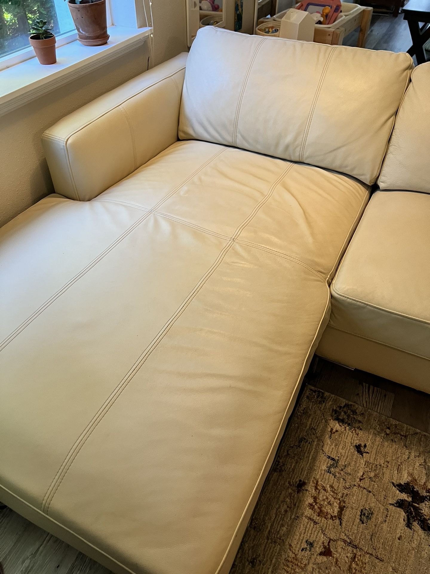 Cream Leather Couch